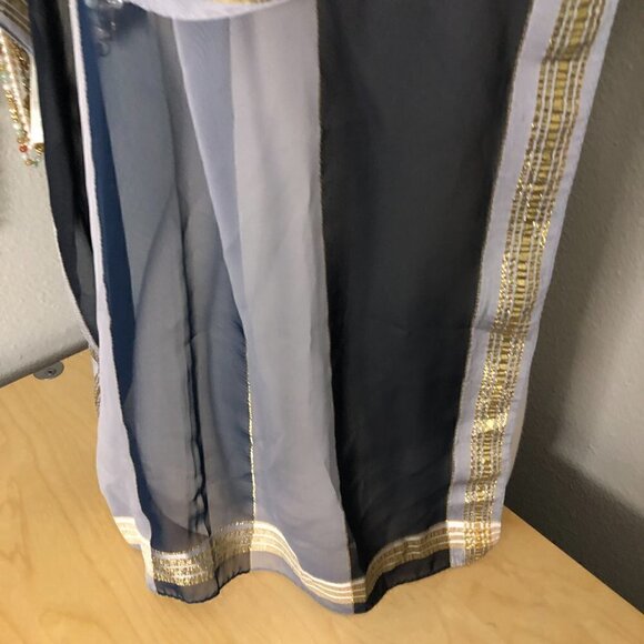 Vintage LIZ CLAIBORNE Metallic Striped Wrap Scarf - Picture 4 of 7